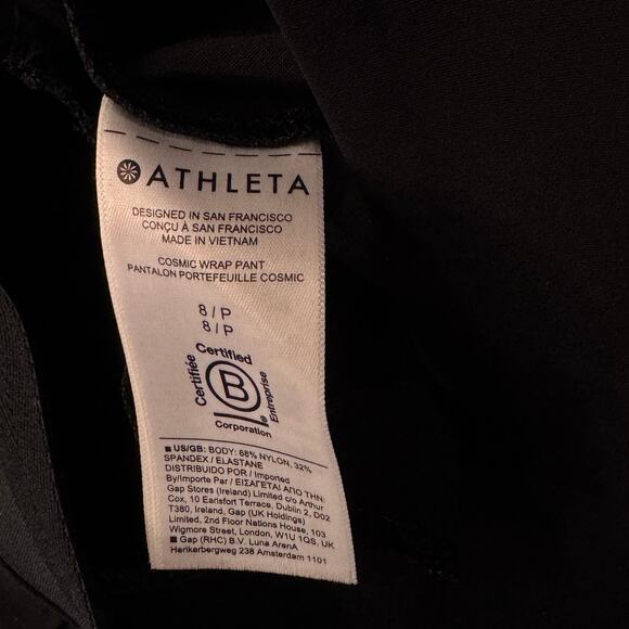 Athleta Petite 8P Cosmic Wrap Crop Pants Pocket Breathable Stretch Pull-On Black - Picture 12 of 13